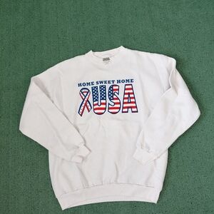 VINTAGE 1995 Home Sweet Home USA 90's Patriotic Unisex White Crewneck Sweatshirt
